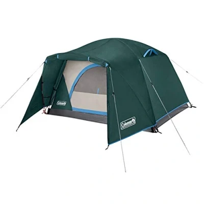 Image of Coleman Skydome Camping Tent with Full Fly Weather Vestibule, 2/4/6 Person Weatherproof Rainfly, Carry Bag, Storage Pockets, and Ventilation, Sets Up in 5 Minutes