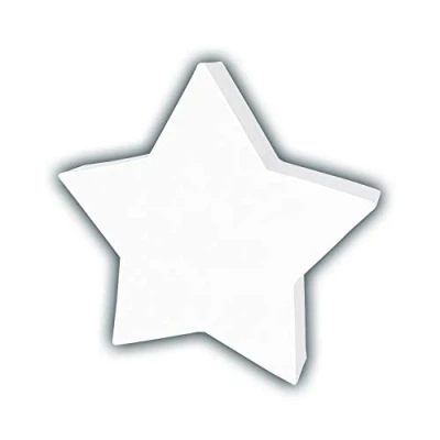 Image of Décopatch Ref AC773C Large Star (White) Papier Maché Object to Decorate 3 x 19 19cm with Papers &amp; PaperPatch Glue, Glitter, Paints