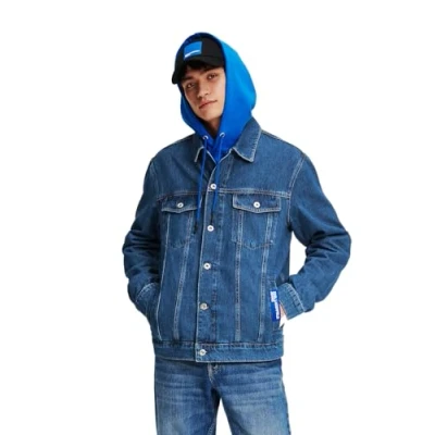 Image of KARL LAGERFELD JEANS REGULAR FIT DENIM JACKET, WASHED MID BLUE, S