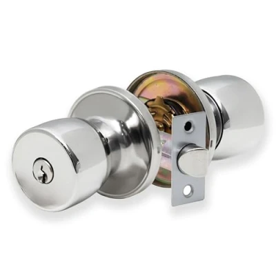 Image of XFORT Tulip Entrance Knob Set Polished Chrome, Door with Lock for Internal Wooden Doors