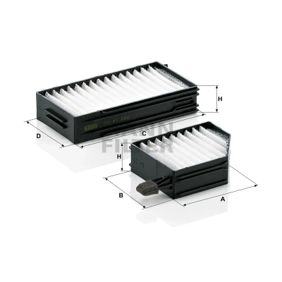 Image of 72880AE080, G3210AE000 Pollen Filter MANN CU 21 002 2 Particulate 131, 205mm 102mm 40mm SUBARU: Outback IV, III, Legacy 3