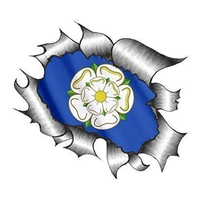 Image of Sticar it Ltd RIPPED TORN METAL Car Sticker Yorkshire Rose County Flag Vinyl decal (Large 205x160mm approx)