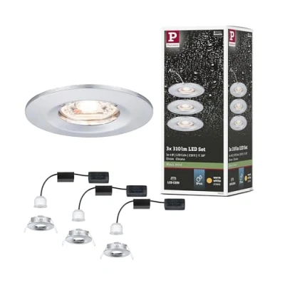 Image of Paulmann 94303 Nova mini LED recessed luminaire coin round rigid incl. 3x4 watt ceiling spotlight chrome lamp aluminium warm white 2700 K