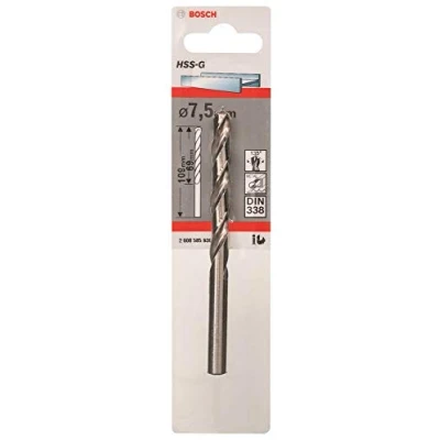 Image of Bosch Professional 1x Metal Drill bits HSS G DIN 338 (for metal, Ø 7.5 x 69 109 mm, Accessory Driver)
