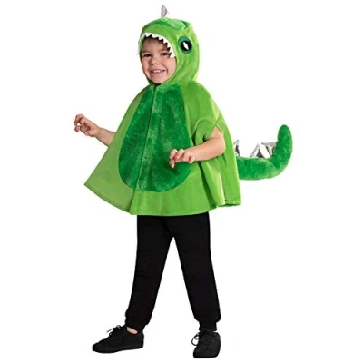 Image of Amscan 9905812 Kids Green Dinosaur Hooded Cape World Book Day Fancy Dress Costume Age: 4 8 Yrs
