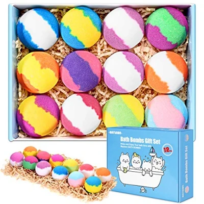 Image of Bath Bombs Gift Set, 12pcs Handmade Fizzy Bubble Bombs, Vegan &amp; Cruelty Free, Perfect for and Spa Bath, Birthday Mothers Day Gifts Idea Her/Him, Wife, Girlfriend