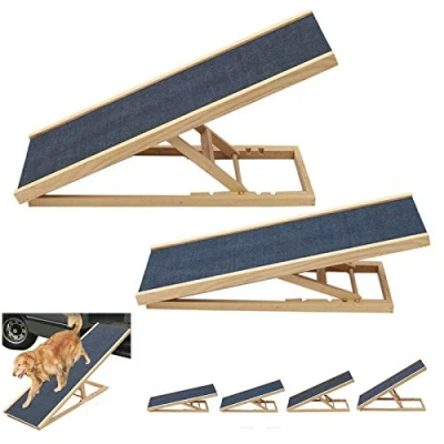 Image of N / A Pet Ramp Dog Ladder Solid &amp; Strong Wood Wooden Ramp, Non slip Carpet Safety Pets Use for Car, Bed, Sofa and SUV, 100cm x 40cm 30/40/50/60cm Height Adjustable