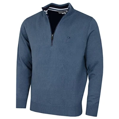 Image of Calvin Klein Mens 1/2 Zip CK Golf Sweater Denim Sport XL