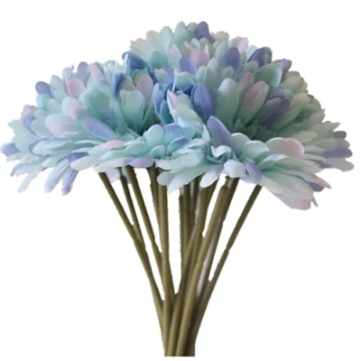 Image of UICerland 15 Pcs Artificial Silk Flowers Fake Single Stem Gerbera Bouquet for Wedding Party DIY Decorative Flora Outdoor Indoor Home Garden Office Hotel (Blue)