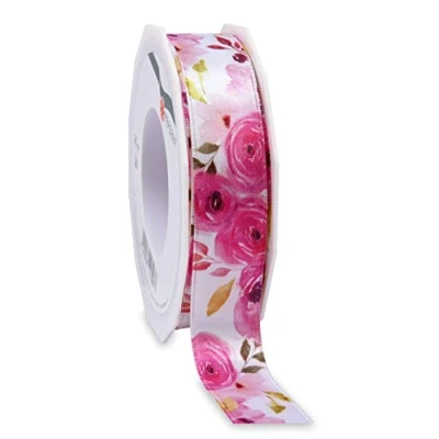 Image of Präsent Cornwall Printed Satin Ribbon Magenta 25 mm Width, 20 m Length