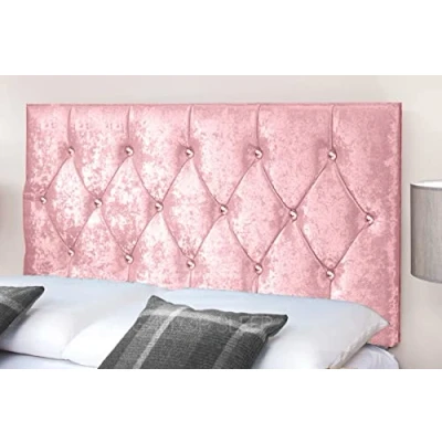 Image of Gallop Sleep Diamond Cut Crush Velvet Headboard for Divan Bed Bedroom Furniture (king Size 5 FEET, Height 20 INCHES, Pink)