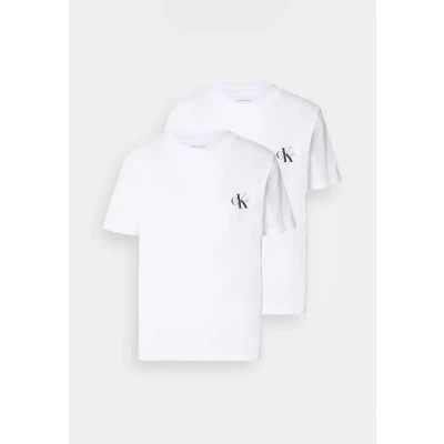 Image of Calvin Klein Jeans LOGO TEE 2 PACK Basic Tshirt, Women&#039;s, Size: 3XS, Brilliant white