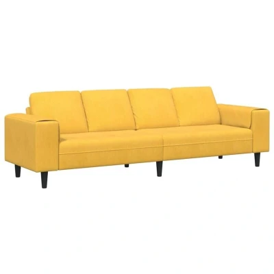 Image of vidaXL fabric Sofa with Cushion Light Yellow Corduroy