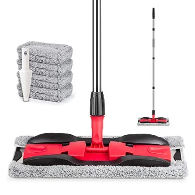 Image of Microfibre Mops for Floor Cleaning MEXERRIS Hardwood Mop Flat with 4x Washable Pads,Dust Wet Extended Handle Home Commercial Use Laminate Wall Tiles