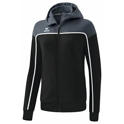 Image of Erima Women&#039;s Change Training Jacket with Hood, Black Grey/Slate Grey/White, 36
