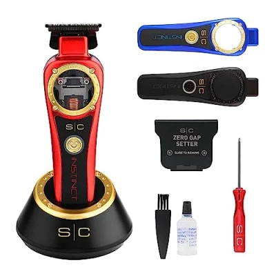 Image of Professional Hair Trimmer for Men Stylecraft Instinct by Gamma più, Vector Motor with Intuitive Torque Control, 180 Minutes Cordless Running Time, Adjustable Blade 0 Gap, 3 Covers