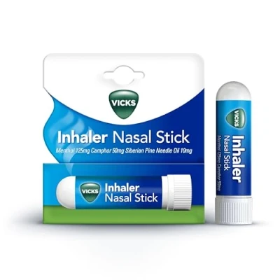 Image of Procter &amp; Gamble Vicks Inhaler For Cold And Cough, Fast Relief From A Stuffy Nose, Decongestant Blocked With Menthol, Camphor Pine Needle Oil, Adults Children Over 6 Years