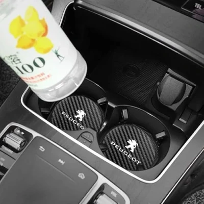 Image of Car Coasters for Peugeot GT GTI GTLINE 206 208 307 308 Drink Holder Coaster, Non Slip Auto Cup Insert Coaster Interior Accessories