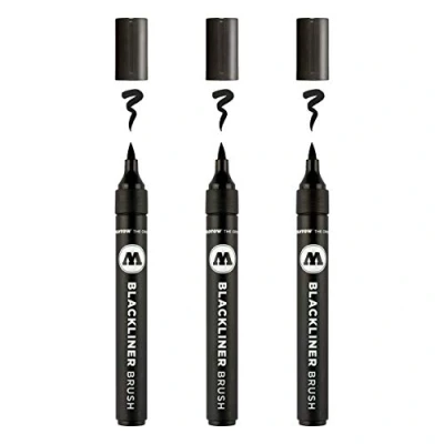 Image of Molotow MO703212 Brush Blackliner Black 3 Pieces