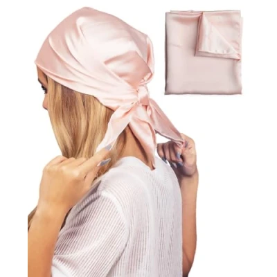 Image of Kitsch Multi Way Satin Sleep Scarf for Women Lightweight Head Wrap Hair Sleeping Bandanna Turban Blush