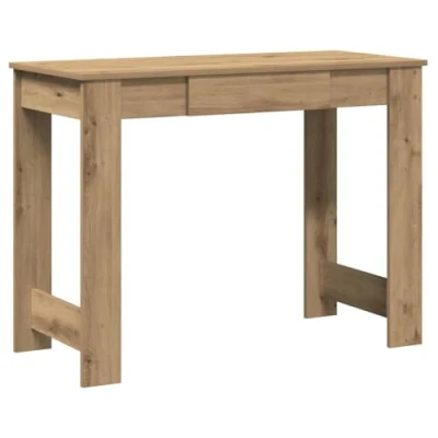Image of vidaXL artisan oak office desk/study table durable engineered wood desk with ample storage and spacious work surface for living room, bedroom, study room 100x45x75 cm, modern brown design