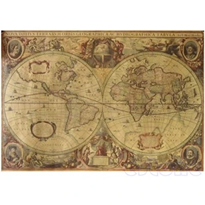 Image of 71x50cm Retro Vintage Old World Map Matte Brown Paper Poster Home Decor