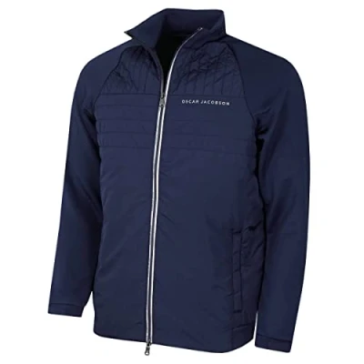 Image of Oscar Jacobson Mens Harrington Padded Thermal Golf Jacket Navy M