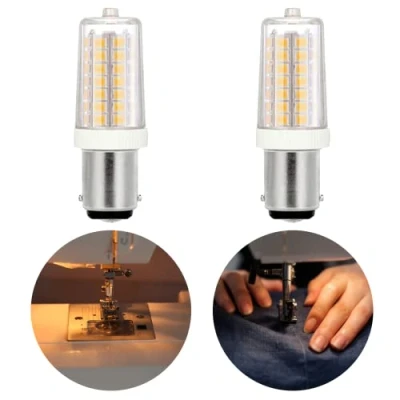 Image of Noobibaba Sewing Machine Bulbs Bayonet, SBC B15D 4W Small Pygmy Bayonet Cap LED Bulbs, 220V 240V 25W 35W Halogen Bulb Replacement, 3000K Warm White 2 Count