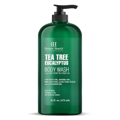 Image of Botanic Hearth Eucalyptus Tea Tree Body Wash, Helps with Nails, Athletes Foot, Ringworms, Jock Itch, Acne, Eczema &amp; Odor, Soothes Itching Promotes Healthy Skin and Feet, 16 fl oz