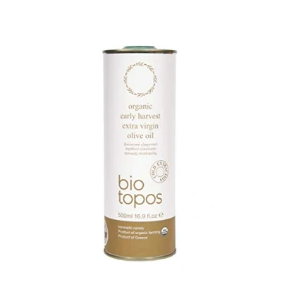 Image of Biotopos,Fresh,Organic Phenolic Extra Virgin Olive Oil, Early Harvest, Peppery Taste, Single Estate, Koroneiki, Monovarietal, Messinia Greece,500ml,Tin