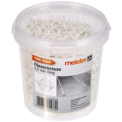 Image of Meister Tile Spacers 2.5 mm Practical Set of 1200 Pieces Reusable thanks to Ring Made Robust Polypropylene White/Tile Accessories/Tile Laying Aid/Joint / 4426750