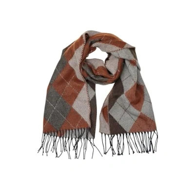 Image of collezione alessandro Women&#039;s Argyle Scarf, Brown, One Size