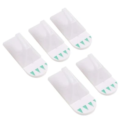 Image of White 25mm x 35mm Square Plastic SelfAdhesive Hooks Pack of 5 By Ashley