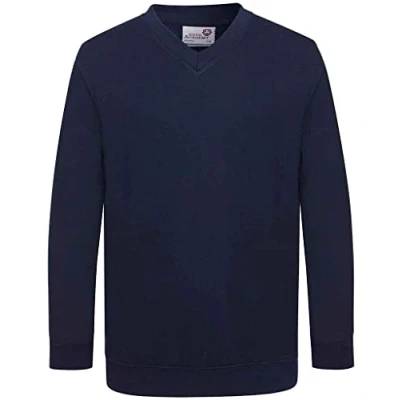 Image of AWDis Men&#039;s Academy V Neck Sweatshirt, Blue (Academy Navy), Large