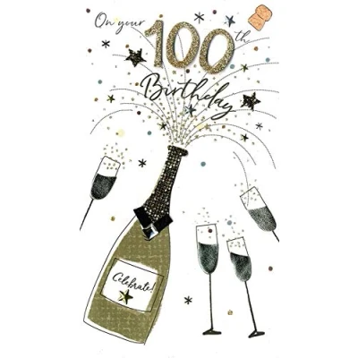 Image of 100th Birthday Greeting Card Hand Finished Champagne Range Cards JGS633