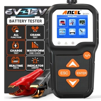 Image of ANCEL BA301 Car Battery Tester 6V 12V, 100 2000 CCA Automotive Load Alternator Tester, Digital Charge Analyzer and Charging System Test Tool for Car/Moto/Boat/SUV/Truck