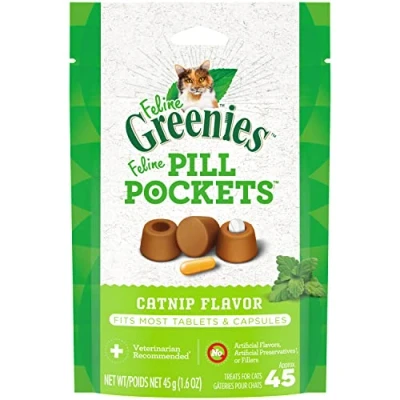 Image of Greenies Feline Pill Pockets Catnip Flavor For Tablets &amp; Capsules 45 Count