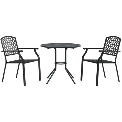 Image of vidaXL Stackable Garden Chair Set 3 pcs Anthracite Powder coated Steel