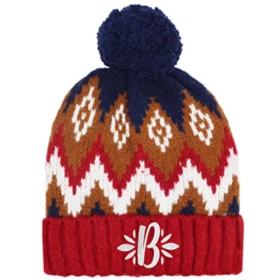 Image of TeddyT&#039;s Personalised Women&#039;s Nordic Fleece Lined Luxury Bobble Hat (Red &amp; Ginger)