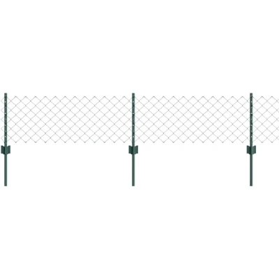 Image of vidaXL Chain Link Fence with 10 U Posts Green 0.4x10 m Steel