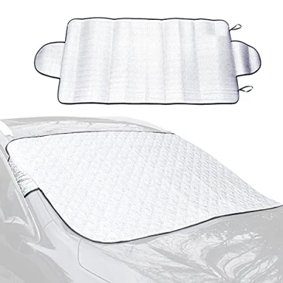 Image of Car Windshield, Heavy Duty Ultra Thick Protective Windscreen, Snow Ice Frost Sun UV Dust Water Resistant, Front Window Shade, for Van SUV All Weather Winter