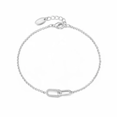 Image of Philip Jones Silver Plated Paperclip Link Bracelet Created with Zircondia® Crystals