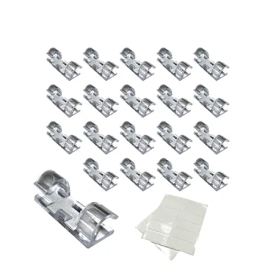Image of Self Adhesive Cable Management Desk Tidy Phone Charge Clips (20, Medium, 6 8mm diameter)