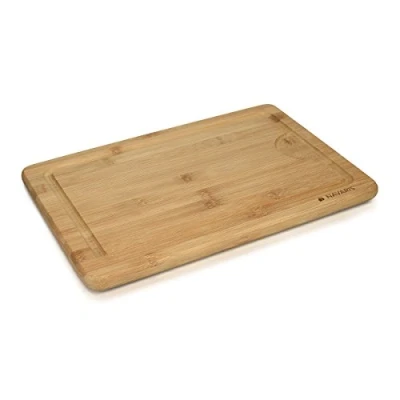Image of Navaris Wooden Chopping Board Medium Natural Bamboo Wood Cutting with Juice Groove for Kitchen Food Prep Size M, 35 x 23.5 1.8 cm
