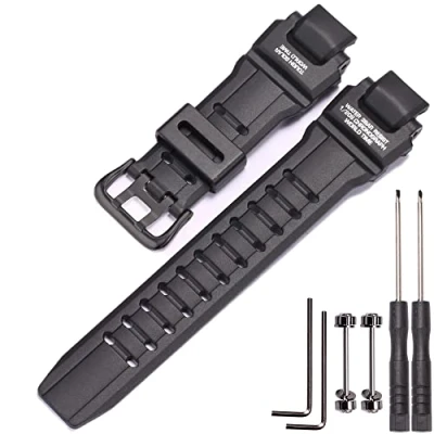 Image of MCXGL Rubber Strap Compatible with Casio GW 4000 GA 1000 A1000 Watch Replacement Resin Band Men&#039; Sports Waterproof black Bracelet (Black buckle)