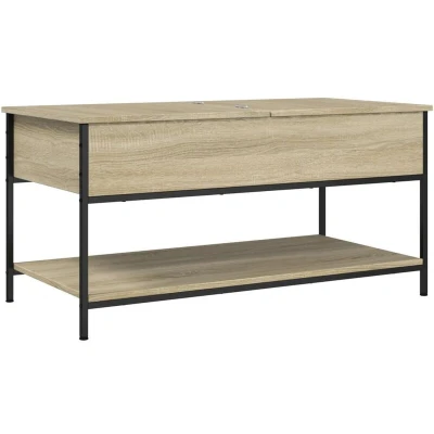 Image of vidaXL Sonoma Oak Coffee Table with Lift Top and Hidden Storage, Engineered Wood &amp; Metal Frame 100x50x50cm Modern Living Room Furniture