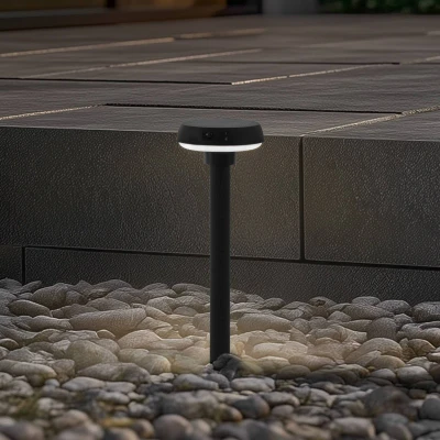 Image of Lindby solar LED ground spike light Brinca, black, PC, sensor