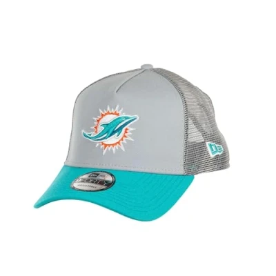 Image of New Era Miami Dolphins NFL Two Tone Grey Turquoise 9Forty A Frame Adjustable Trucker Cap
