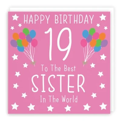 Image of Hunts England Sister 19th Birthday Card Happy 19 To The Best In World Iconic Collection Fun