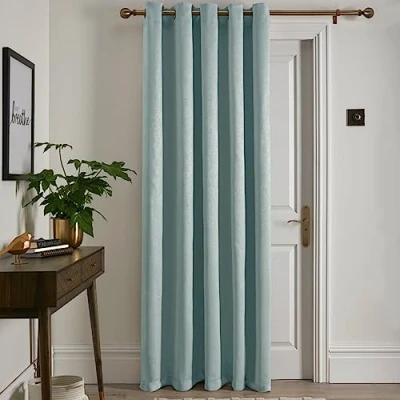Image of Fusion Duck Egg Blue Single Curtain W66 x L84 (168 214cm) 1x Panel Eyelet in Thermal Curtains for Bedroom/Living Room &amp; Drape Door Strata Collection